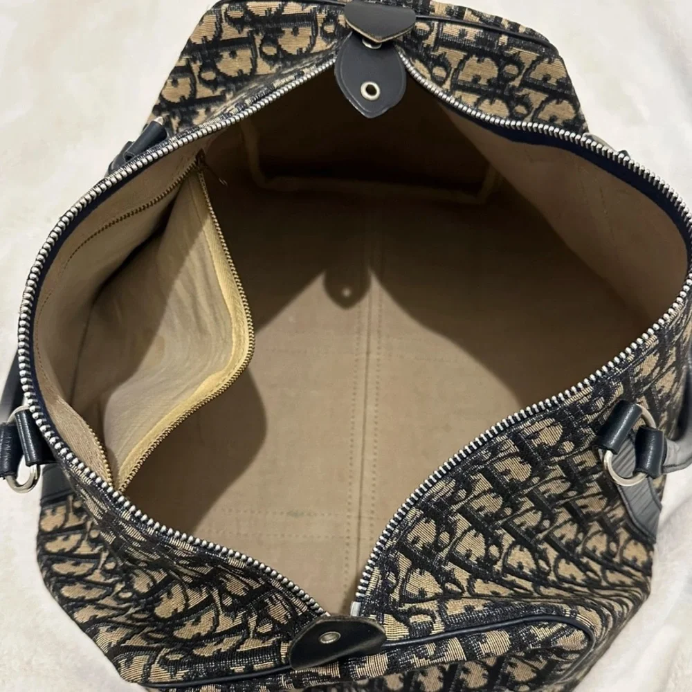 Vintage dior blue and Tan Monogram bowling / Boston bag! - Picture 12 of 15